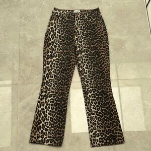 Ganni Leopard Print Ankle & Cropped Jeans